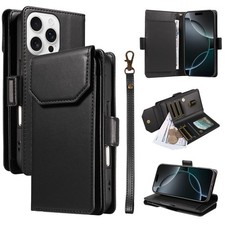 Case For iPhone 16 Pro Max 15 Plus 14 Pro 13 12 11 Leather Wallet Phone Cove