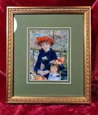Renoir Impressionist Painting Two Sisters Matted Gilded Wood Framed