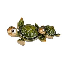 Dekofigur SchildkröTe Harry Mit Kind L. 16Cm GrüN Aus Kunststein Formano