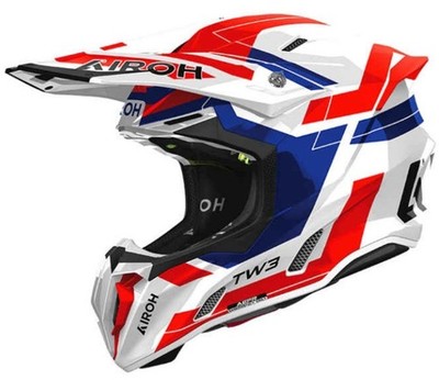 CASCO HELM MOTO CROSS ENDURO AIROH TWIST 3 DYNASTY RED BLU GLOSS 22.06 GR M