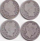 [Lot of 4] BARBER HALF DOLLARS 90% Silver
