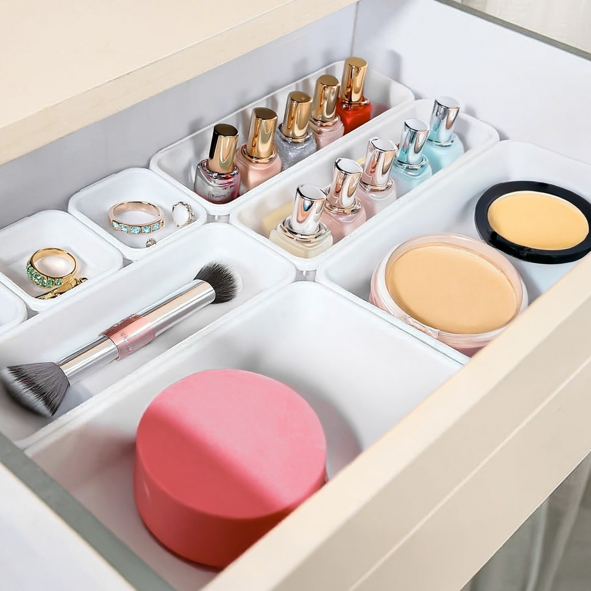 8pc Plastic Organiser Boxes Cutlery Drawer Storage Tray Divider