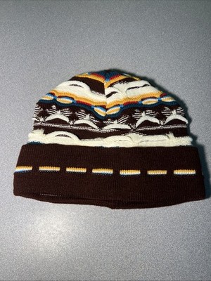 帽子 [Archive]90s Lotto 3line Beanie Vintage 90s Streetwear Coogi Style Knit Beanie Hat Cap multicolor