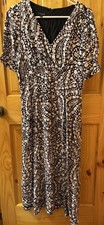 Talbots Midi Dress Womens 6 Black Pink Floral Paisley V-Neck Puff Sleeve Nice