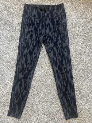  Eddie Bauer Black/Gray Design Leggings Women s Medium Leg Pocket