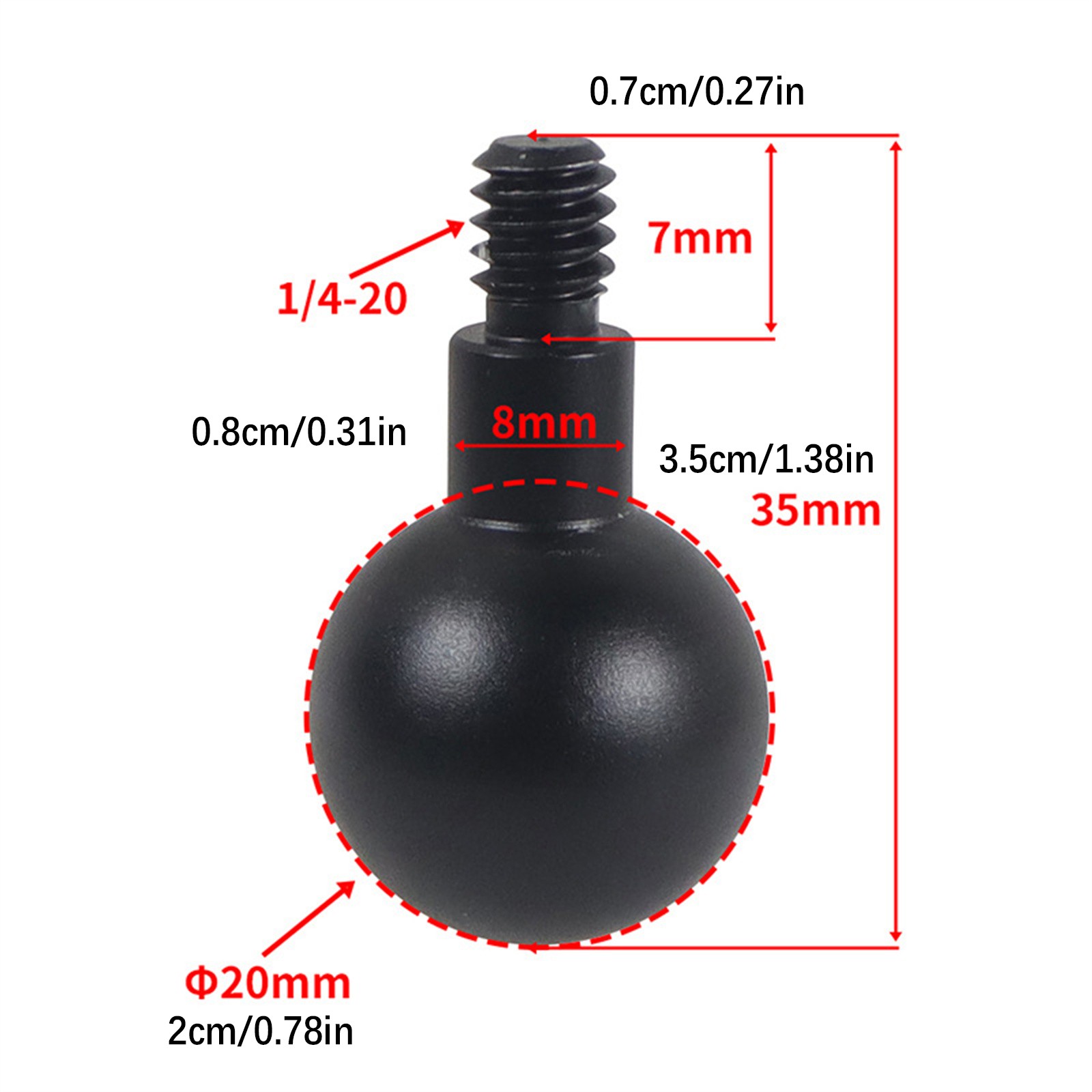 Universal Camera 20mm Ball Head Mount 1/4 Screw Adapter Camera Bracket