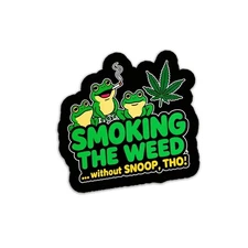 Funny Vinyl Frog Cannabis Decal: "Smoking That Weed" - 420 Humor Vinyl Sticker