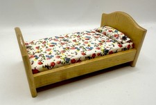 Dolls House 1/12th Scale Bed With Floral Mattress And Pillow
