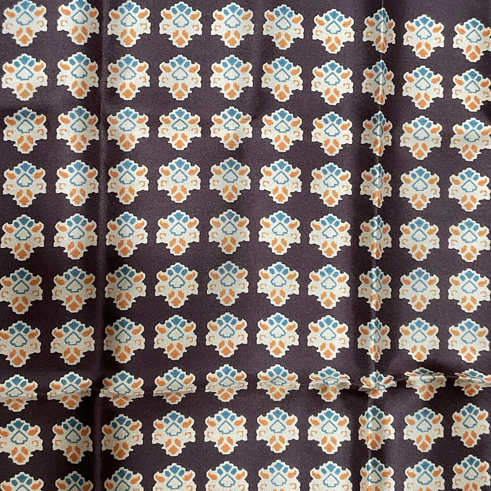 Yves Saint Laurent Silk Pocket Square Brown YSL Handkerchief Hand Rolled Vintage - Image 4 of 4