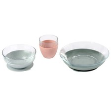 BEABA 3-Pc Glass Meal Set w/Suction, Toddler Plate  Baby Bowls - Eucalyptus