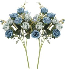 Neendohome 5 Stems 10 Heads Artificial Flowers Small Roses with Leaf Bouquet for