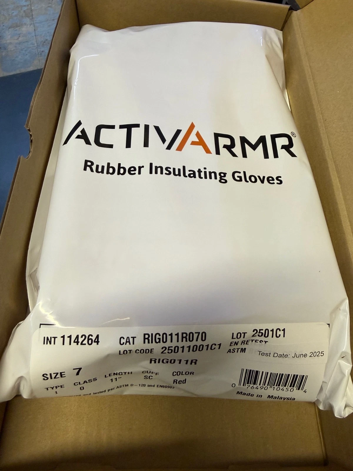 Ansell ACTIVARMR Rubber Insulating Gloves Size 7 RED Class 0 RIG011R 114264