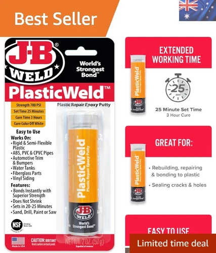 J-B Weld PlasticWeld - 2 oz. Heat Resistant Epoxy Putty for All Plastic Repairs