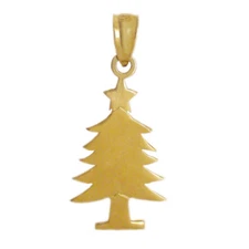 New 14k Yellow Gold Christmas Tree Charm Pendant