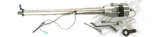 32" Plain Steel Tilt Steering Column - Floor Shift, Painable, For Hot Rod & Street Rod