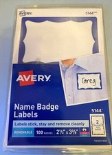Avery 5144 Adhesive Name Badge 100  Blue Labels  2-1/3" x 3-3/8" NEW