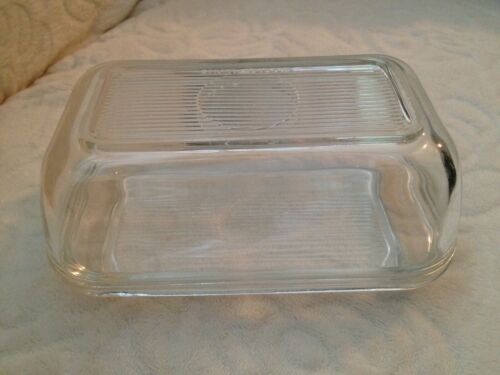 Vintage French Arcoroc Clear Glass Ribbed Butter Dish - Picture 6 of 11