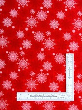 Christmas Fabric Snowflakes Geo Red Tonal Holiday Lane Cotton Henry Glass Yard