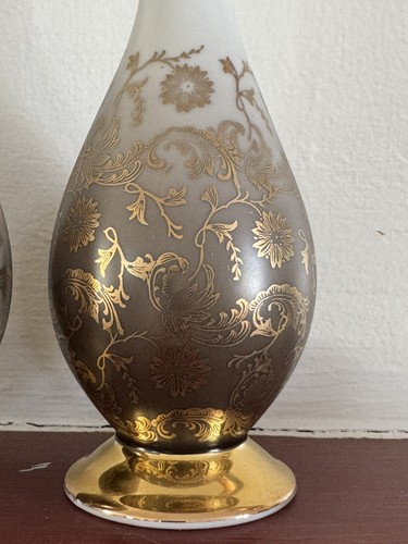 2-VTG Gold Floral Design Eberthal Bavaria Decanters Porcelain W.Germany Marked - Picture 4 of 6