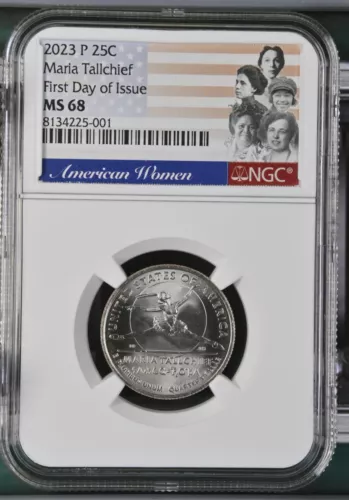 FDOI 2023 P Maria Tallchief Quarter American Women NGC MS68 First Day of Issue