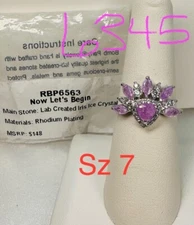NIB Bomb Party Sz7 BP Ring RBP6563 Now Lets Begin LC Iris Ice Crystal Rhodium Pl