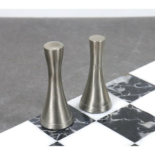 Brass Chess Set combo of 3.1" Tower Chess Pieces + 15" Black Marble Chessboard - Picture 5 of 7