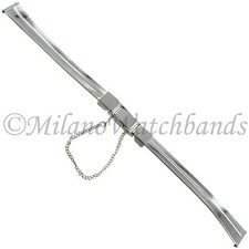 10mm Vintage Speidel Silver Stainless Raised Relief Ladies Watch Band with Chain