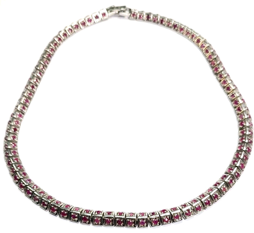 Sterling Silver Genuine Ruby Square Triangular Li… - image 1