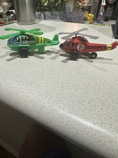 ND Army And Emergency Helicopters Tin Toys Japan Vintage