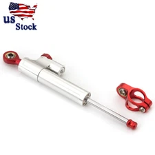 Steering Damper Motorcycle Stabilizer Adjustable Safet Control Silver&Red