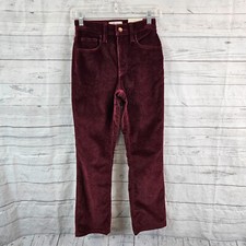 Universal Thread Womens Corduroy Ankle Bootcut Pants Sz 00 Maroon Mid Rise