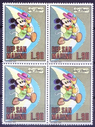 San Marino 1970 MNH Blk, Mickey Mouse, Walt Disney Cartoons