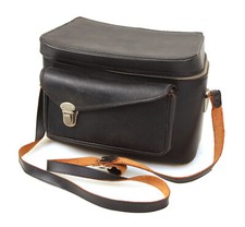 Vintage Black Leather Camera Hard Case 1960s