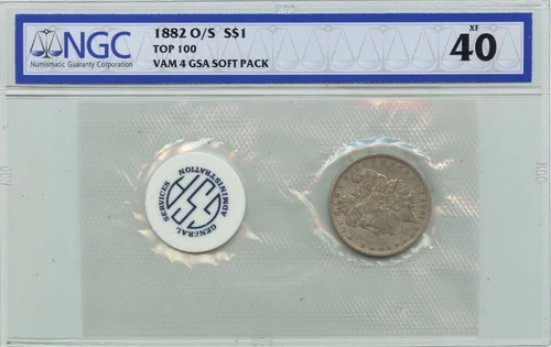 1882-O O/S TOP-100 Morgan Dollar VAM-4 GSA SOFT PACK S$1 NGC XF40