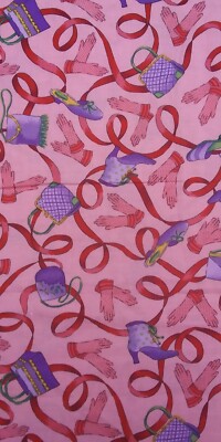 1 yd 15'' Red Hat Society LADIES DAY Cotton Fabric  2004 Hard To Find  44/45''