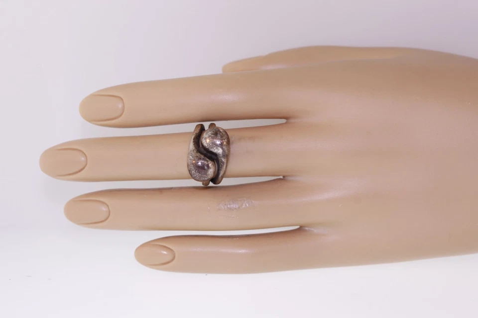 Anello Scultoreo A Due Palline In Argento Sterling Di 18,6 Mm - Immagine 2 di 4