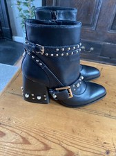 ladies Shellys London  black leather ankle boots size 4 new S