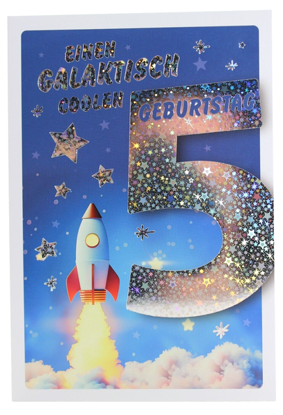 Kurt Eulzer 5 Jahre Geburtstag Karte Blau Gruß- Klapp- GlüCkwunschkarte Junge-image