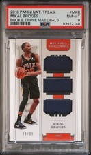 2018 National Treasures /99 Mikal Bridges Rookie Triple Materials #MKB - PSA 8