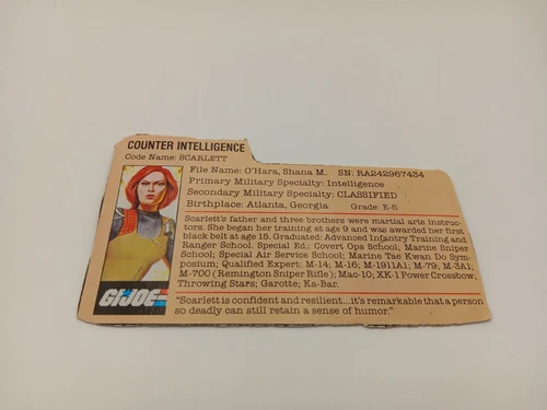 Gi Joe Filecard 1983 Scarlett