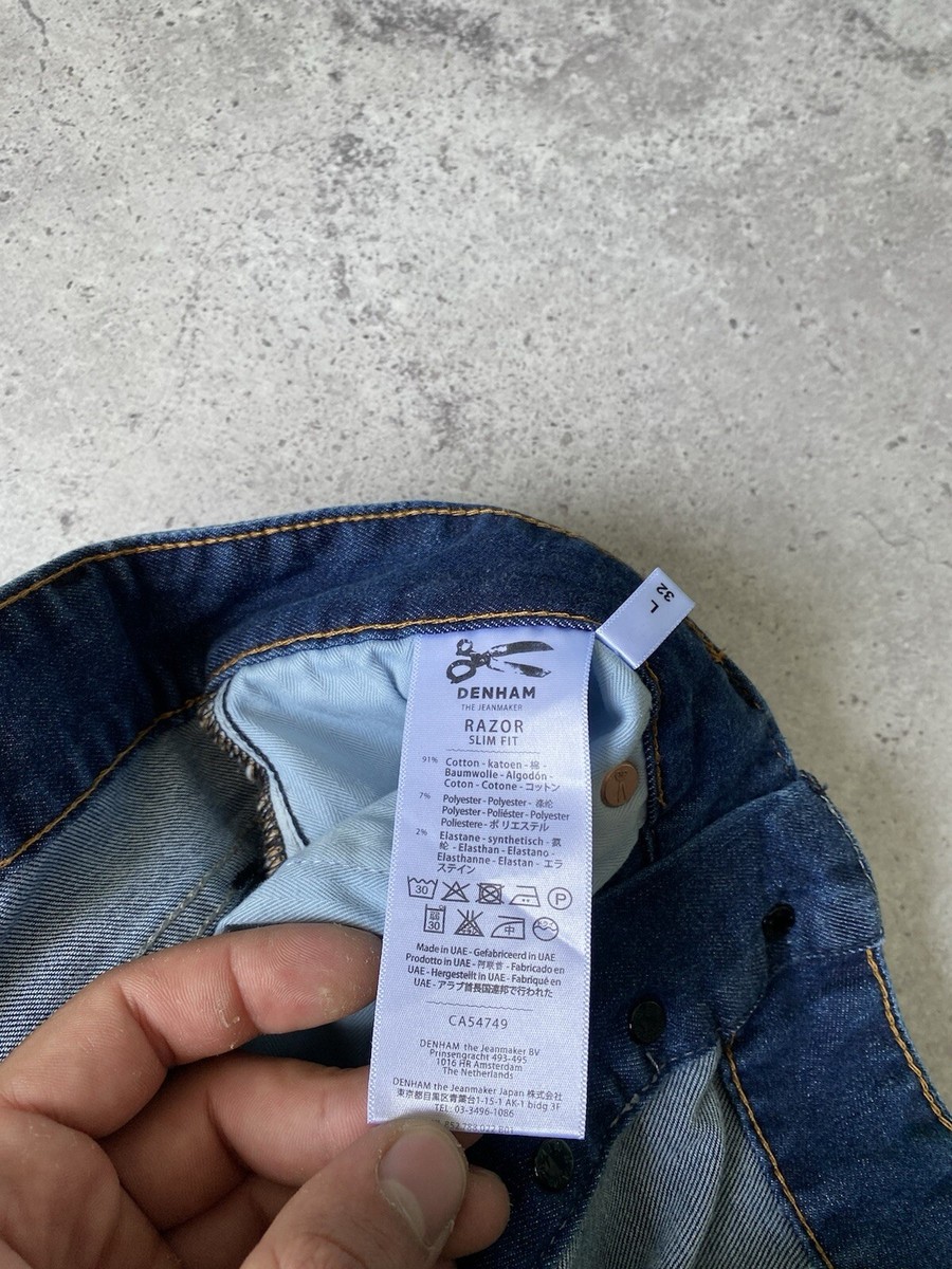 DENHAM RAZOR SLIM FIT MEN'S JEANS BLUE W31 L32 DENIM BUTTONS DENHAM RAZOR SLIM FIT MEN'S JEANS BLUE W31 L32 DENIM BUTTONS