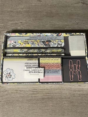Vera Bradley Desk Supply Note Set SUNNY GARDEN Pen/Pencil/Eraser/Notepad NEW
