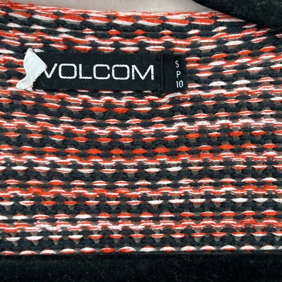 Volcom Sweater Womens Small Red Black Swayed Wrap Waterfall Open Drape Front - Image 2 of 4