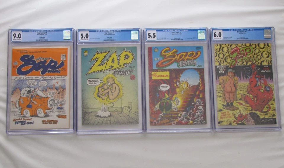 Zap Comix #1 Donahue, #0, #3, #11 CGC 9.0/5.0/5.5/ 6.0, 11/1967 Robert Crumb NIB - Image 2 of 4