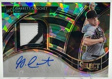 Garrett Crochet 2021 Panini Select Cracked Ice Rookie Patch Auto RPA /25 RED SOX