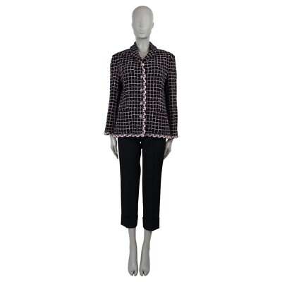 71897 auth CHANEL black & pink wool blend 23K TWEED Jacket