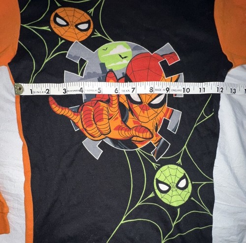 Marvel Spiderman Boy's Orange/Black Halloween Snug Fit Pajamas Pants/Shirt Sz 10 - Picture 4 of 15