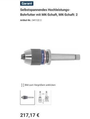 Garant Selbstspannendes Hochleistungs-Bohrfutter mit MK-Schaft, MK-Schaft: 2