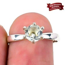 Crown Chakra Natural White Topaz Solid Sterling Silver Statement Ring Size 7.5