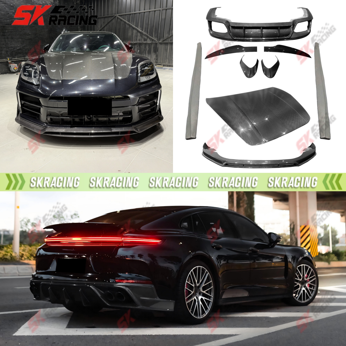 Fits Porsche Panamera 976 24-26 Dry Carbon Side Skirts Wing Front Rear Lip Kits